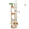 Tiragraffi Soffitto-Pavimento in Legno – Albero per Gatti Regolabile Multipiano con Amaca XL, Cuccia e Pali in Sisal - Partenopet