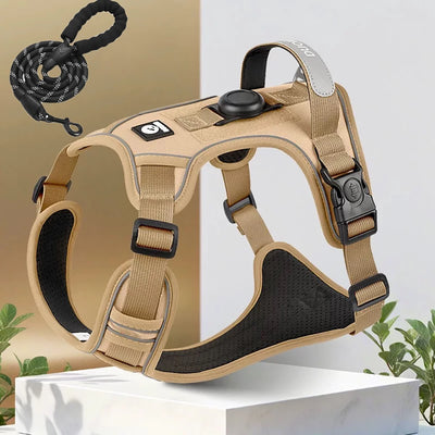 Pettorina per Cani con Porta AirTag e Guinzaglio | No Pull Riflettente M-XL