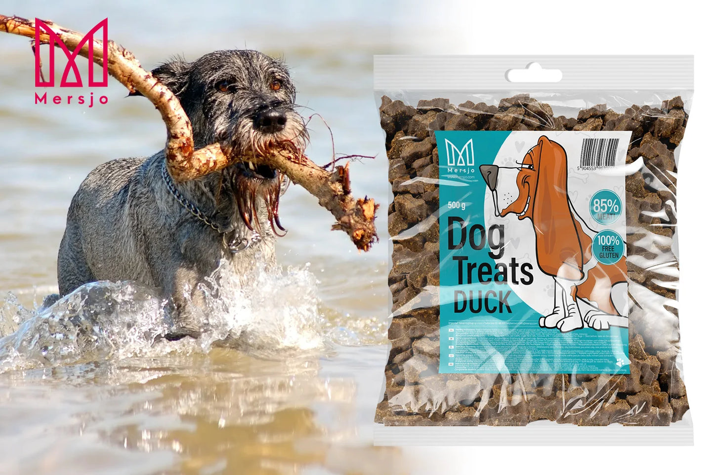 Snack di Carne con Anatra per Cani MERSJO 500 g – 85% Carne