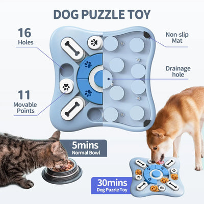 Gioco Interattivo di Attivazione Mentale per Cani e Gatti – Ciotola Slow Feeder Anti-Ingozzamento, Dispenser Snack per Aumentare l'IQ e Ridurre la Noia (Antiscivolo) - Partenopet