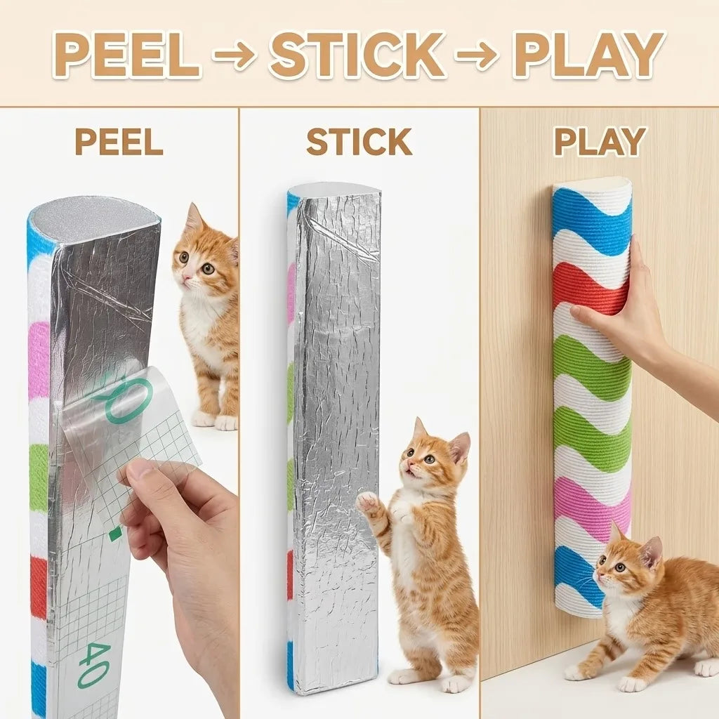 Tiragraffi Adesivo da Parete per Gatti 50×10 cm | Verticale Salvaspazio