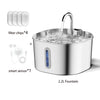 Fontanella Automatica 2,2 L in Acciaio Inox per Gatti e Cani con Filtro e Indicatore del Livello dell’Acqua