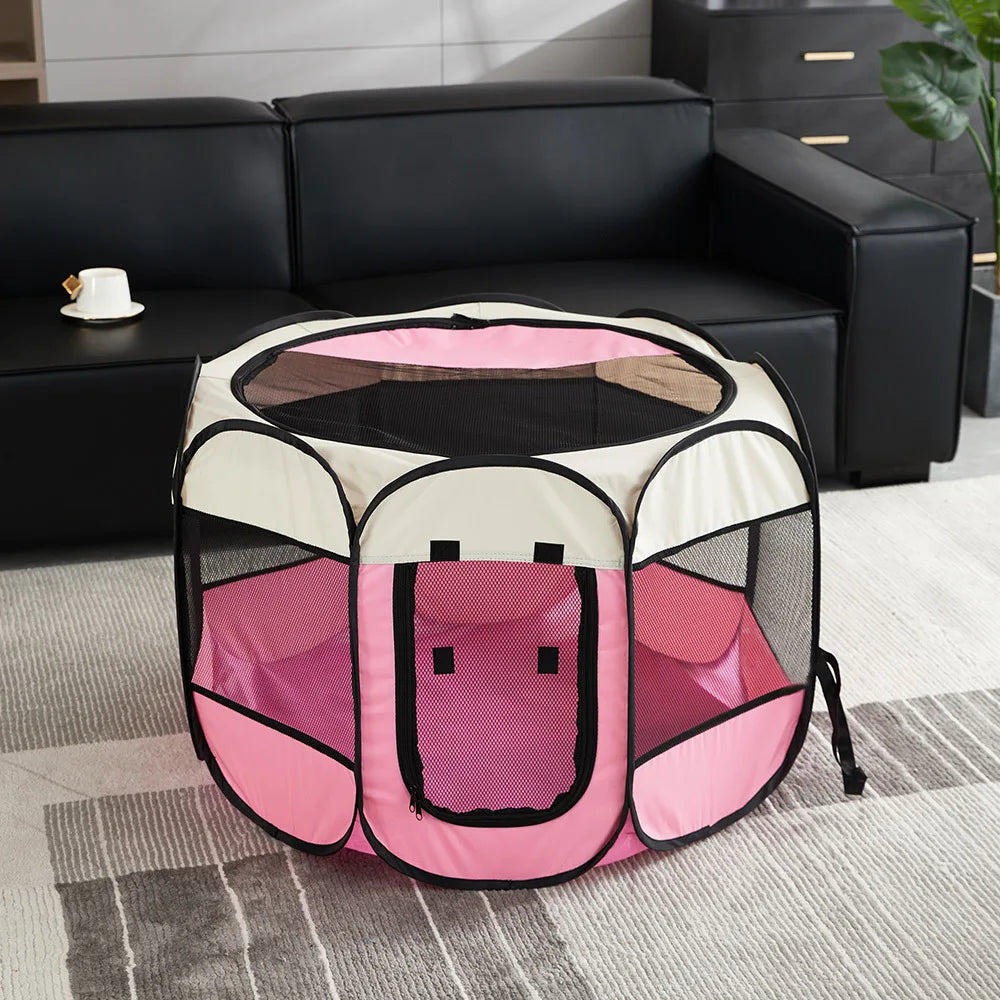 Recinto Pieghevole per Cani e Gatti | Box Ottagonale in Tessuto Oxford Traspirante e Portatile
