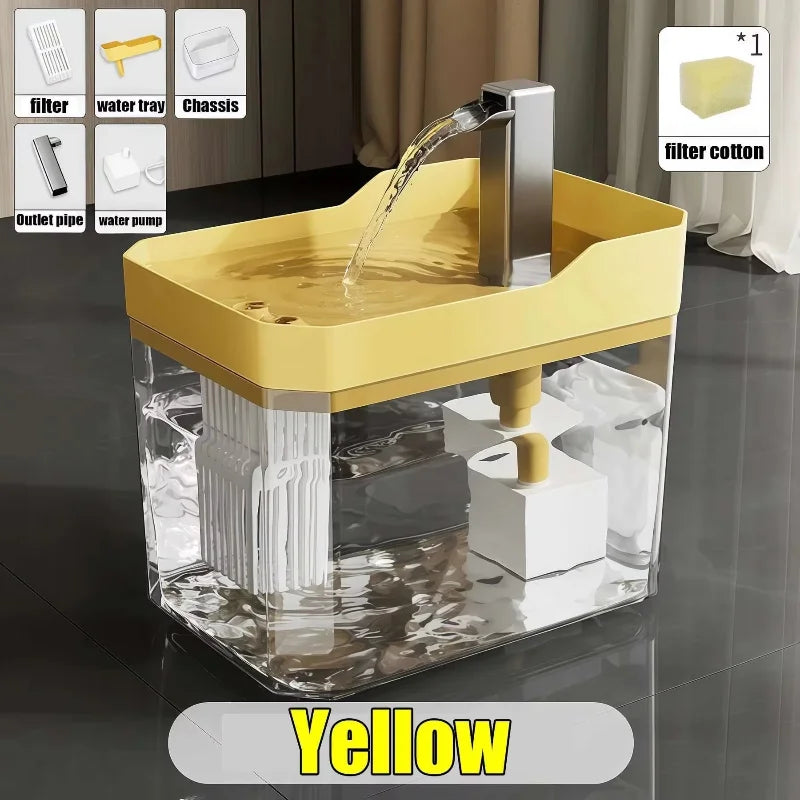 Fontanella Automatica per Gatti e Cani Piccolo da 1,5 l con Filtraggio - Ricaricabile Tramite USB, Funzionamento Silenzioso e Base Antiscivolo
