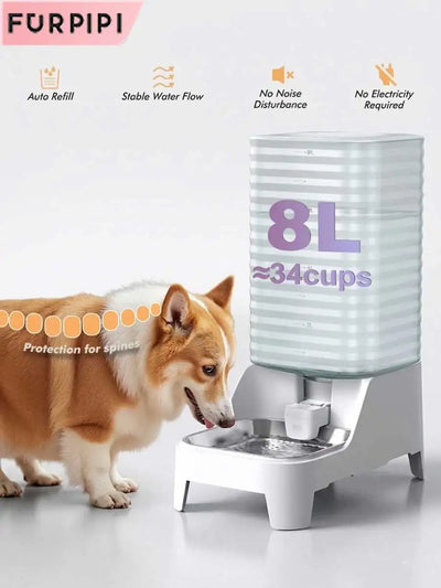 Furpipi Dispenser Acqua Automatico 8L per Cani e Gatti con Filtro e Vaschetta Inox