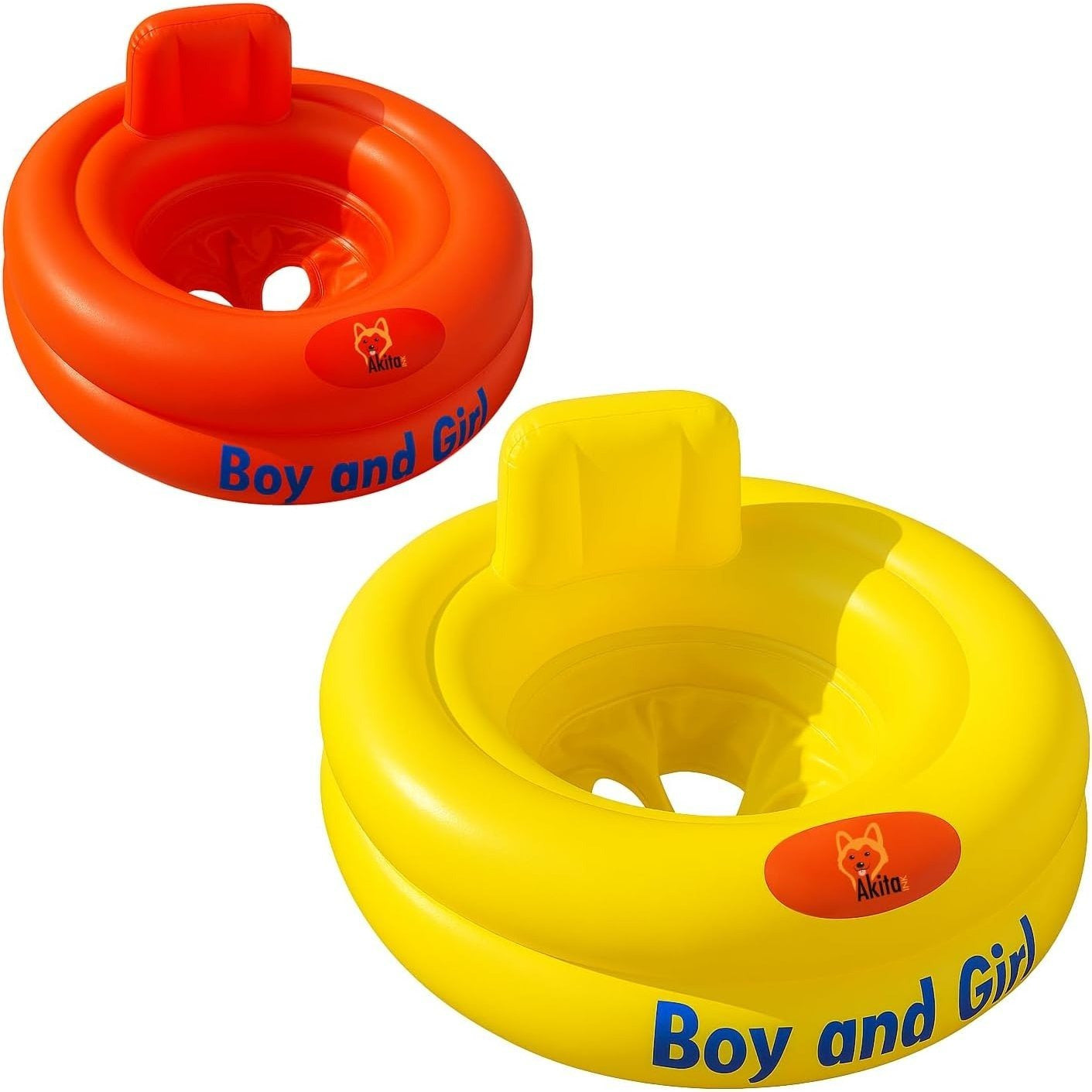 Salvagente giallo per neonati 6-12 mesi con seduta a mutandina, poggiatesta integrato e doppia camera d'aria circolare per massima stabilità in piscina.