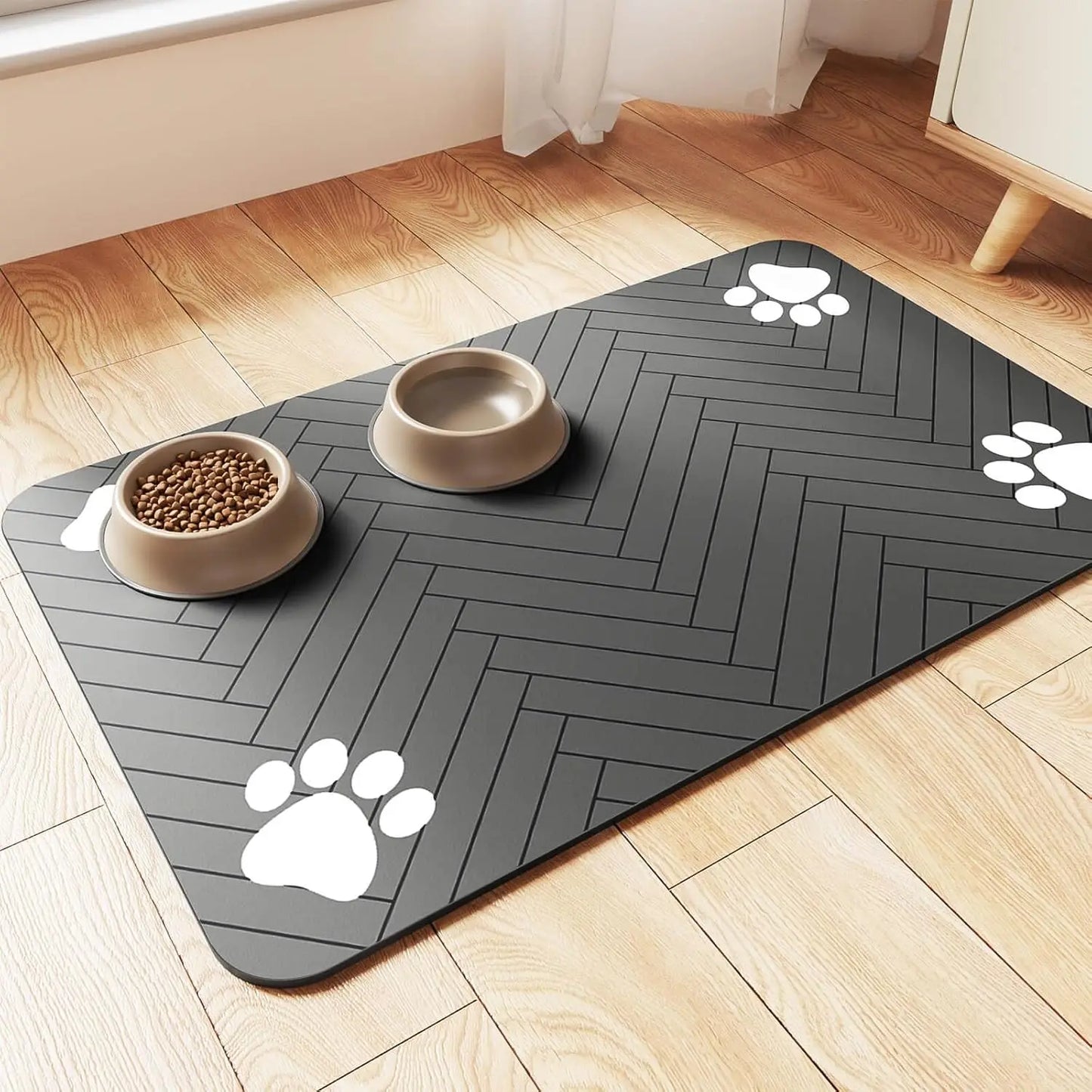 Pet Feeding Mat – Tappetino Sottociotola Super Assorbente per Cani e Gatti, Tovaglietta Impermeabile in Gomma ad Asciugatura Rapida per Cibo e Acqua