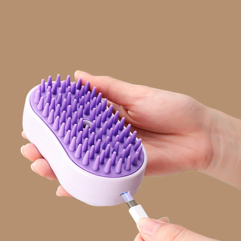 Spazzola a vapore 3 in 1 per Gatti, pettine per gatti a vapore, con impugnatura girevole a 360°, pettine massaggiante multifunzionale in silicone