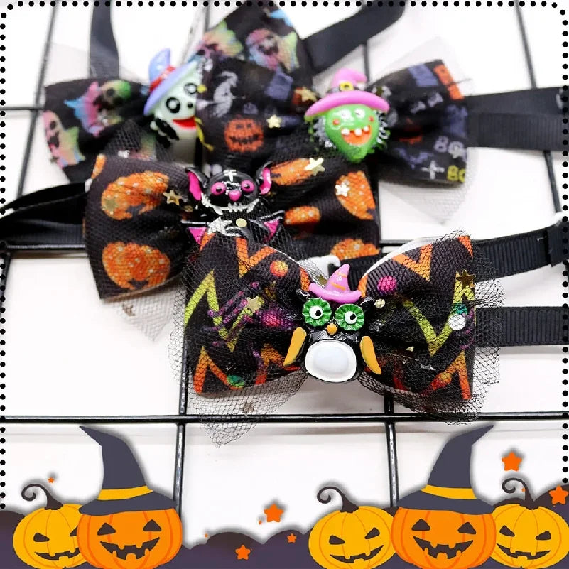 Set 18 Papillon Halloween per Cani e Gatti – Fiocchi Regolabili Fantasie Assortite