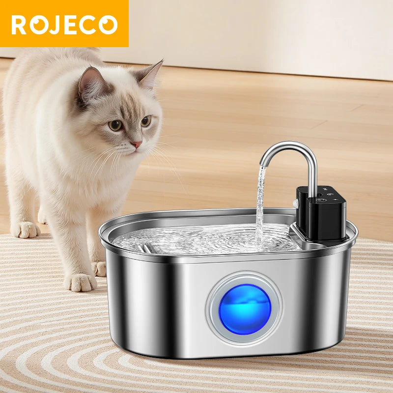 Fontanella Automatica per Cani e Gatti 3,2L in Acciaio Inox 304 con Sensore Intelligente, Batteria 4000 mAh e Tripla Modalità di Erogazione