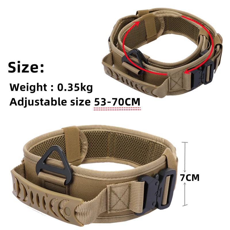 Collare Tattico per Cani Grandi in Nylon 1000D con Doppia Fibbia Metallica e Maniglia