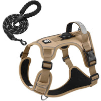 Pettorina per Cani con Porta AirTag e Guinzaglio | No Pull Riflettente M-XL – Khaki set