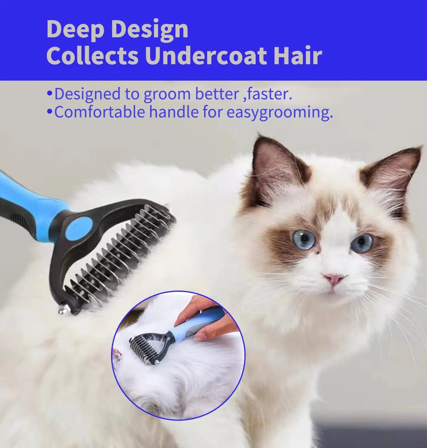 Spazzola Sottopelo Professionale per Cani e Gatti – Pettine Taglianodi e Strumento Deshedding per Rimozione del Pelo Morto