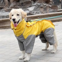 Impermeabile per Cani 4 Zampe con Cappuccio – Tuta Antipioggia per Cani Piccoli, Medi e Grandi – Yellow