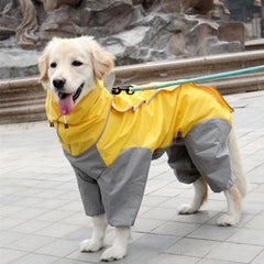 Impermeabile per Cani 4 Zampe con Cappuccio – Tuta Antipioggia per Cani Piccoli, Medi e Grandi – Yellow