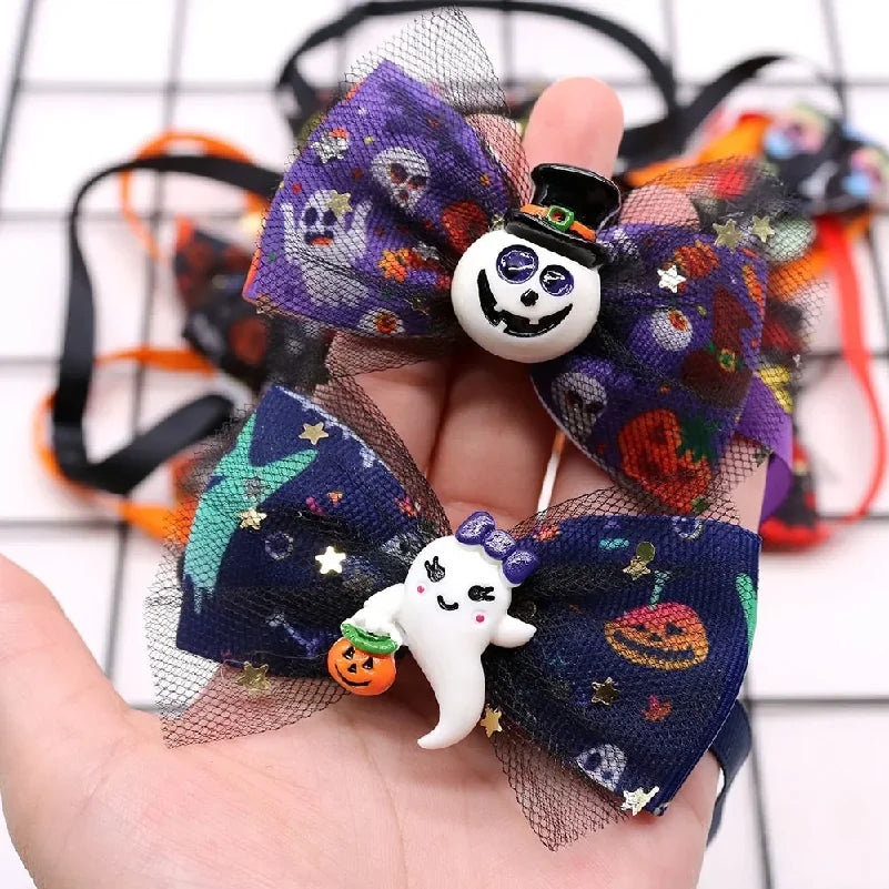 Set 18 Papillon Halloween per Cani e Gatti – Fiocchi Regolabili Fantasie Assortite