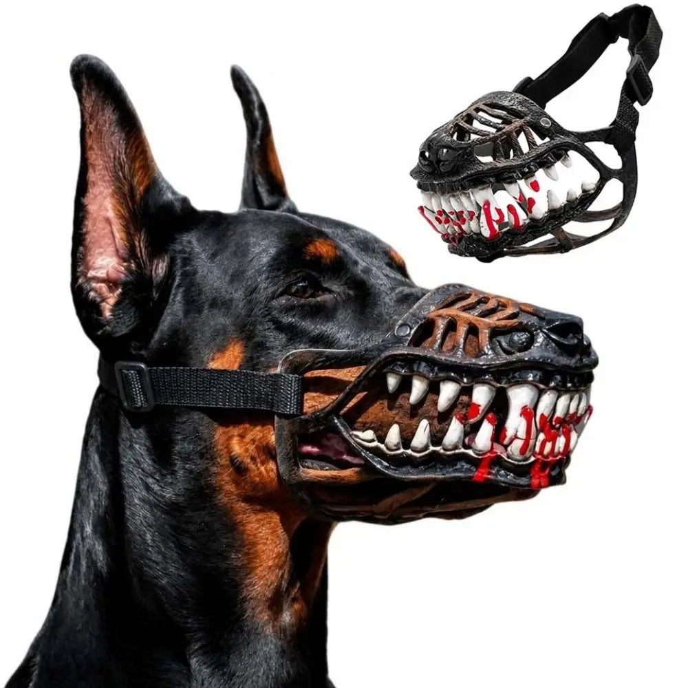 Maschera Mostro Halloween per Cani – Costume Effetto Museruola con Denti 3D