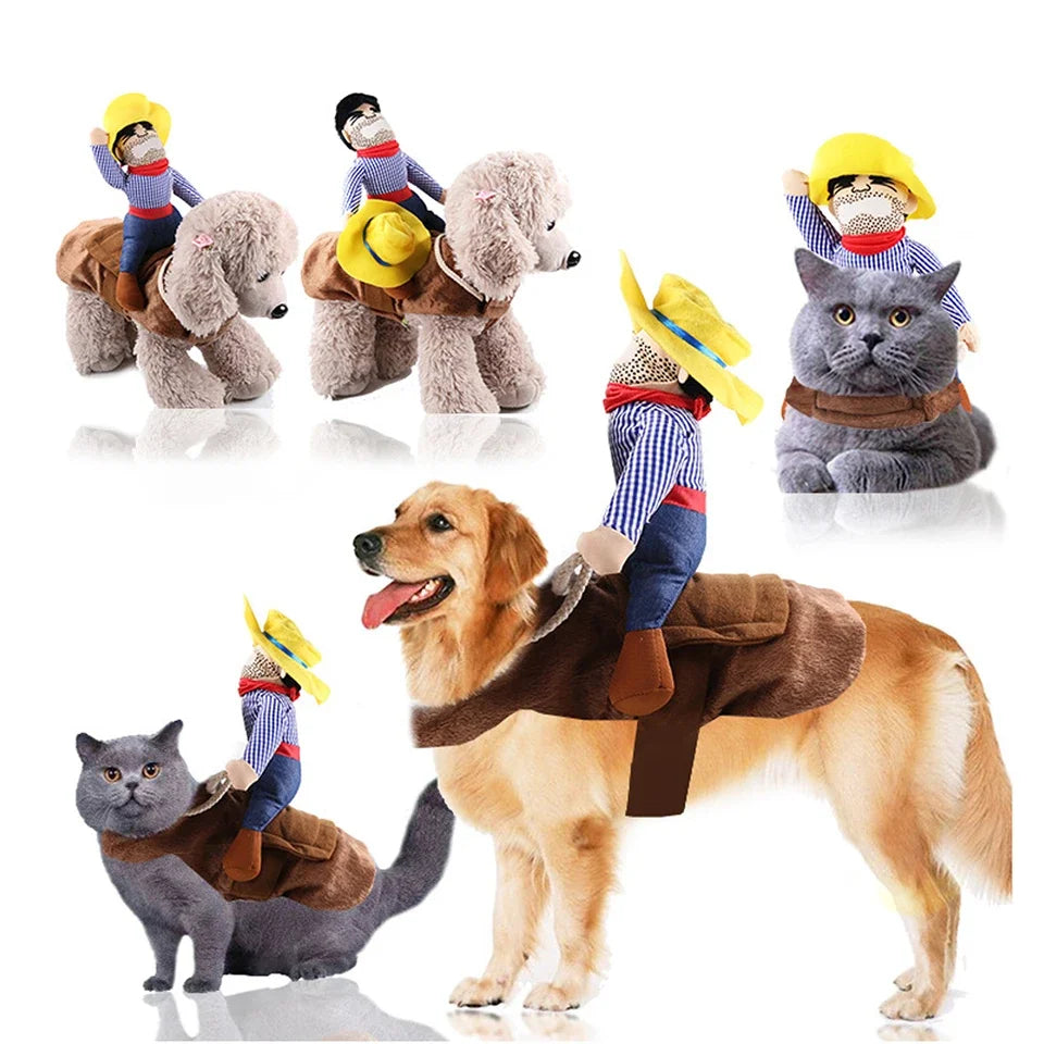 Costume Cowboy Halloween per Cani – Divertente Travestimento per Cani di Piccola e Grande Taglia