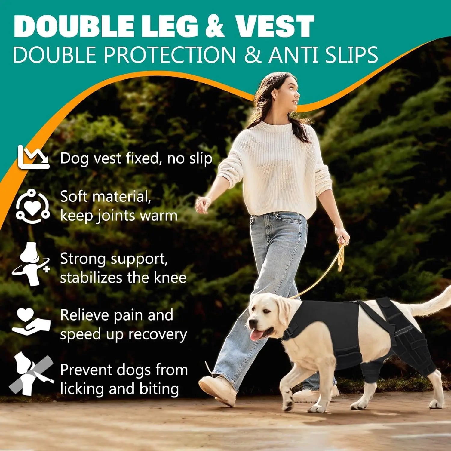 Tutore Doppio per Zampe Posteriori del Cane | Supporto Ginocchia Regolabile XS-XXL