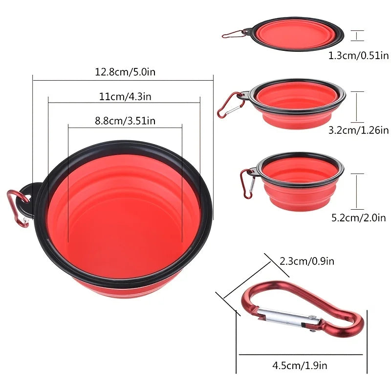 Ciotola Pieghevole Portatile in Silicone e TPR per Cani e Gatti, Ciotola da Viaggio Salvaspazio per Cibo e Acqua (Outdoor e Trekking)