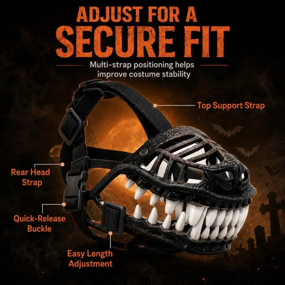 Maschera Mostro Halloween per Cani – Costume Effetto Museruola con Denti 3D
