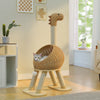 Tiragraffi per Gatti Dinosauro 116 cm con Cuccia in Rattan e Sisal