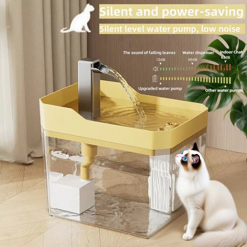 Fontanella Automatica per Gatti e Cani Piccolo da 1,5 l con Filtraggio - Ricaricabile Tramite USB, Funzionamento Silenzioso e Base Antiscivolo