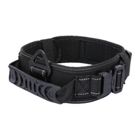 Collare Tattico per Cani Grandi in Nylon 1000D con Doppia Fibbia Metallica e Maniglia – Reflective Black