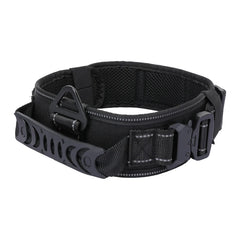 Collare Tattico per Cani Grandi in Nylon 1000D con Doppia Fibbia Metallica e Maniglia – Reflective Black