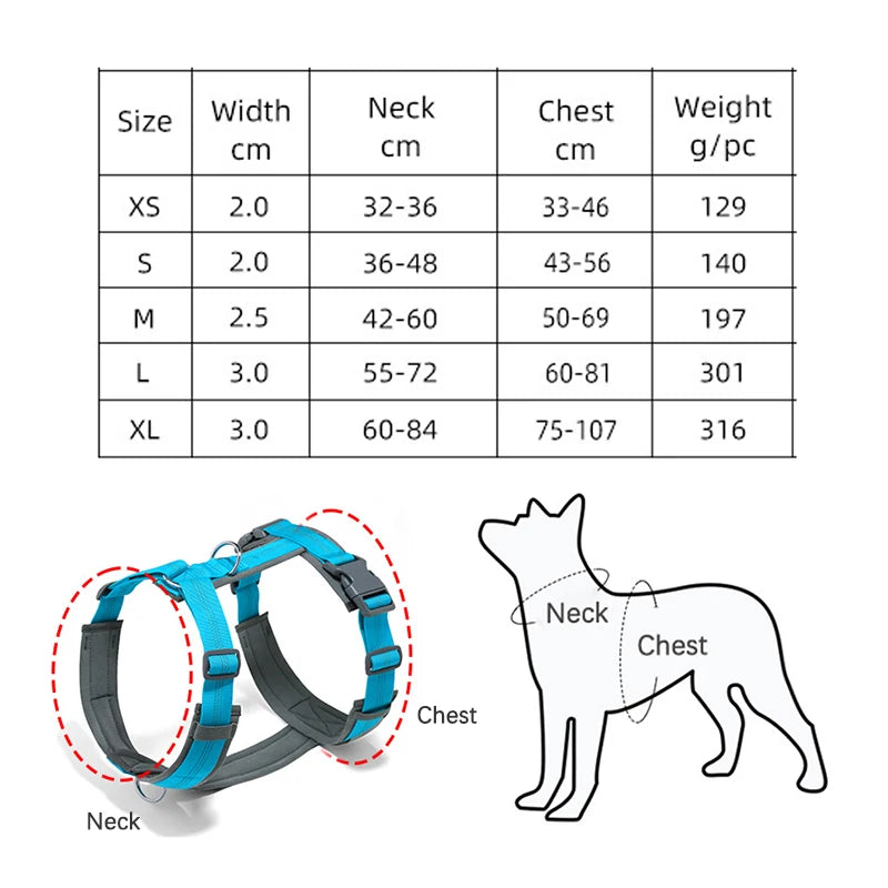 Pettorina ad H per Cani Regolabile, Imbottita e Riflettente | XS-XL