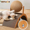 Sisal Rope Cat Scratching Ball – Gioco Tiragraffi a Palla per Gatti e Cuccioli in Corda di Sisal Naturale e Supporto in Legno (Salva-Mobili e Antistress)