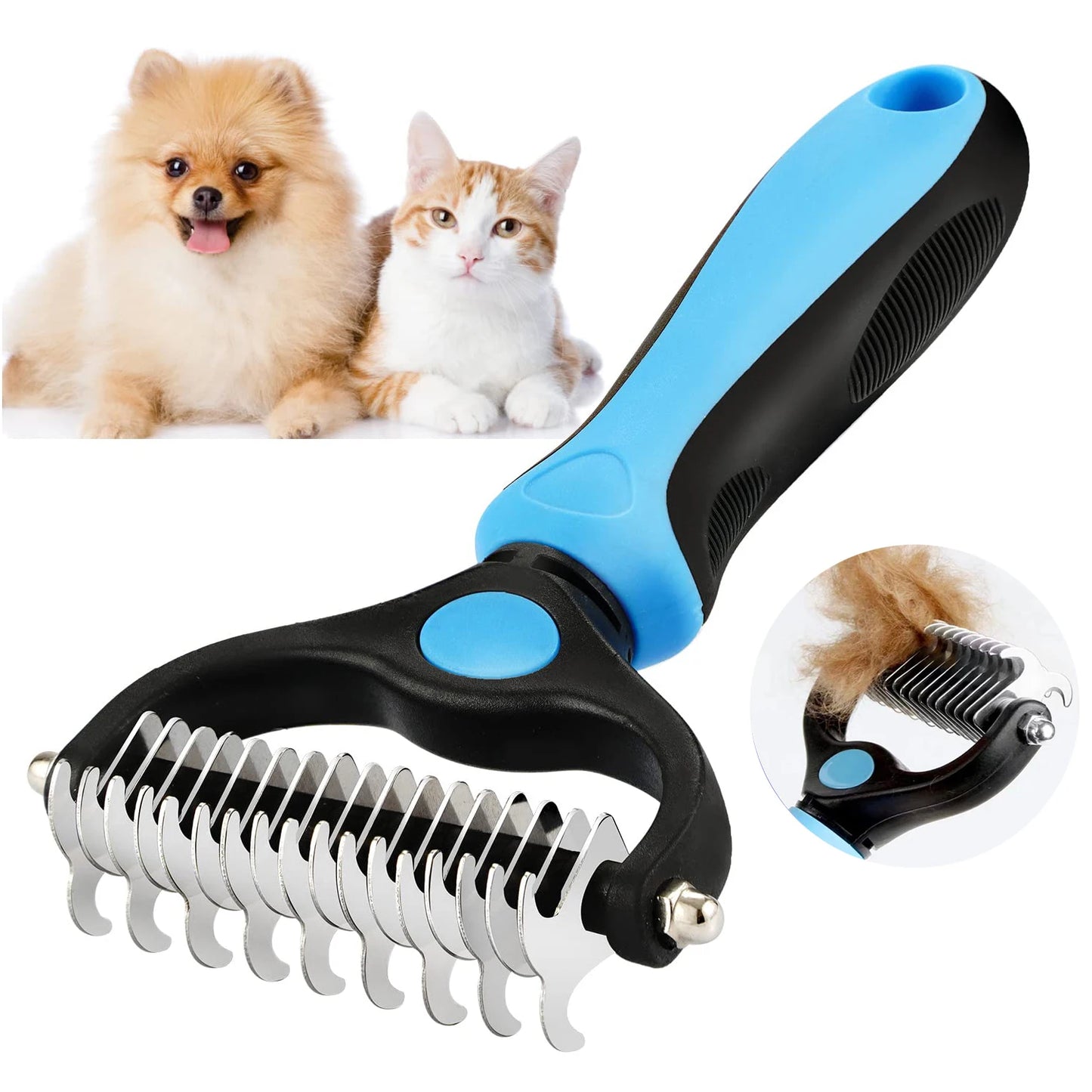 Spazzola Sottopelo Professionale per Cani e Gatti – Pettine Taglianodi e Strumento Deshedding per Rimozione del Pelo Morto