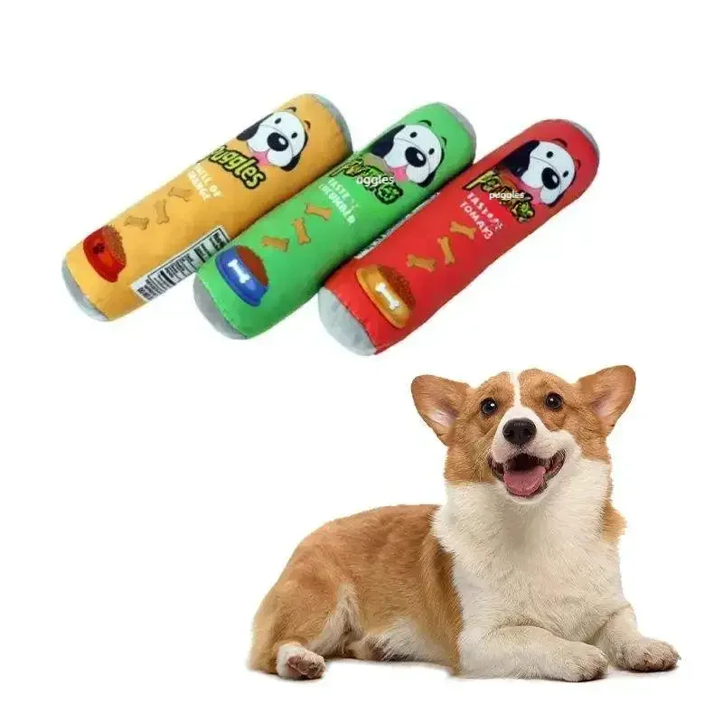 Gioco Tubo di Patatine per Cani in Pile Squeaky | Per Cani Piccoli e Medi ø 8x25 cm - Partenopet