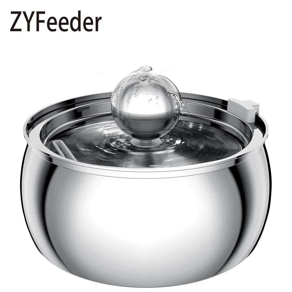 ZYFeeder Fontanella per Gatti e Cani 4L in Acciaio Inox 304 con Filtro e Indicatore Livello