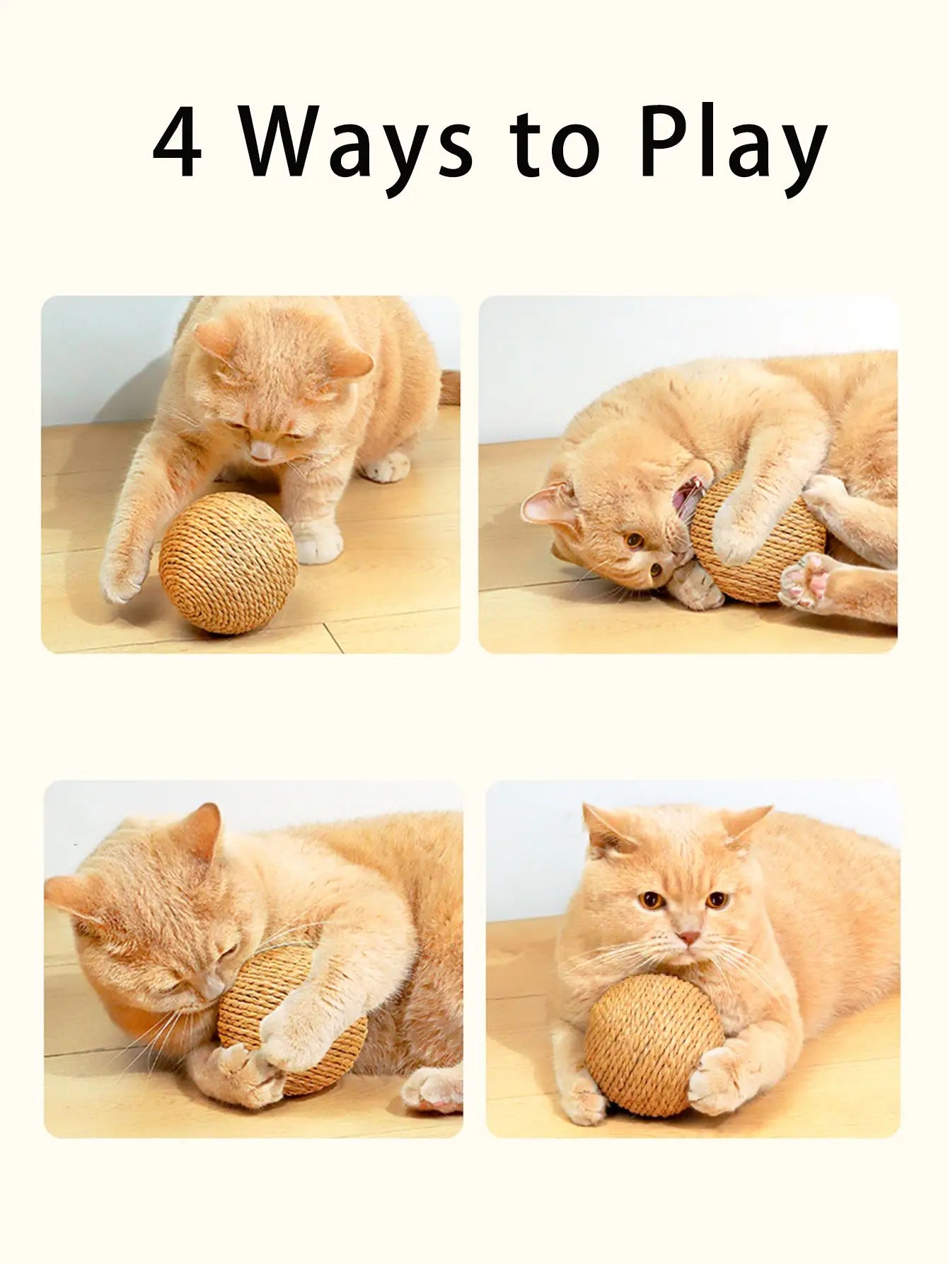 Palla Tiragraffi per Gatti in Sisal 10 cm – Gioco Interattivo da Mordere e Graffiare