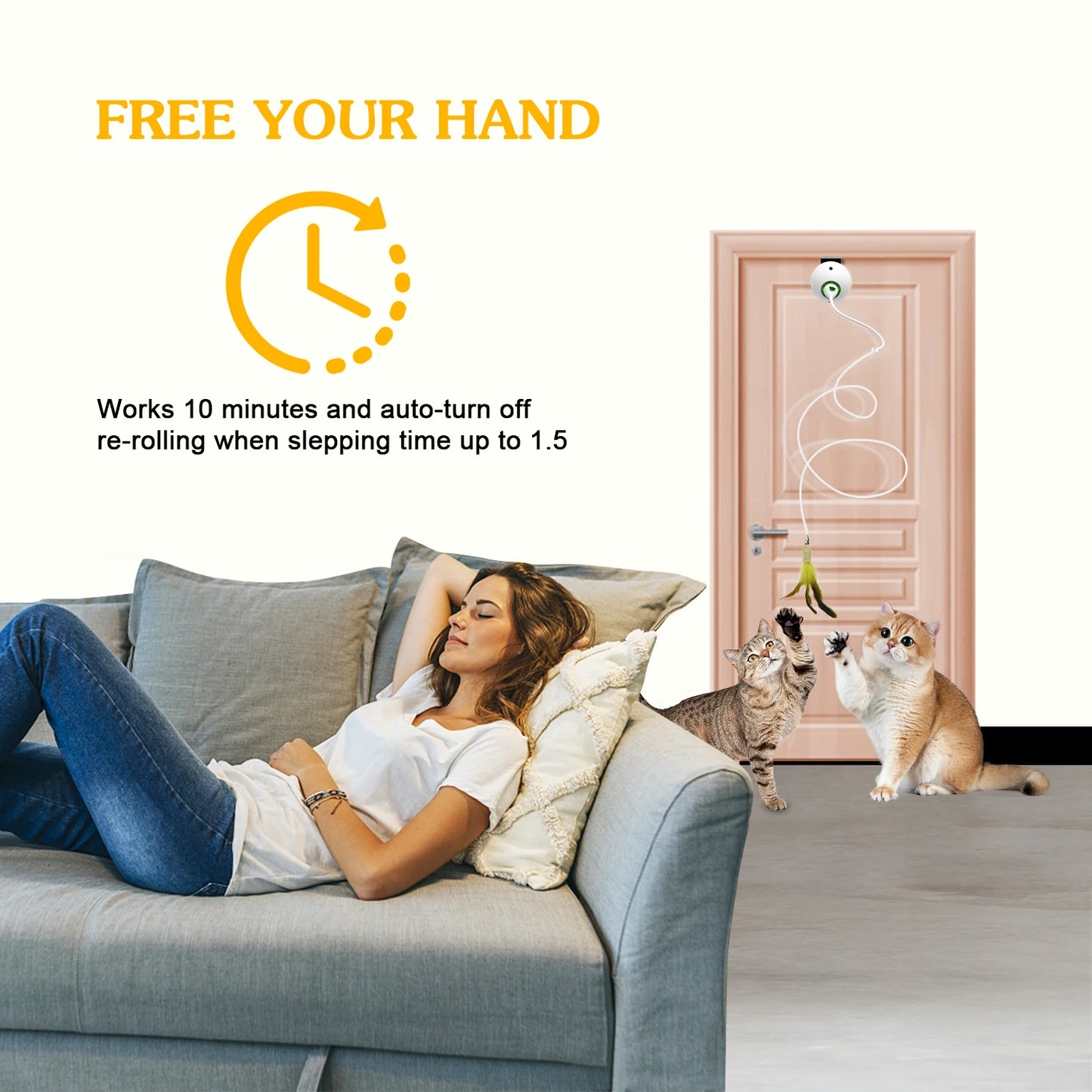 Giocattolo Interattivo Elettrico per Gatti con Piume | Cat Teaser Automatico da Appendere