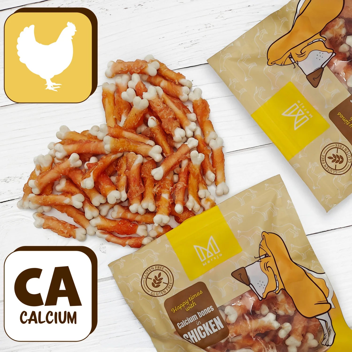 Snack per Cani al Pollo Mersjo 500 g – Cubetti Essiccati con 60% Pollo