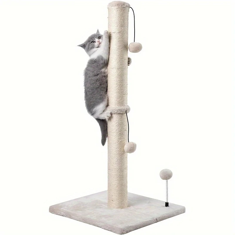 Tiragraffi a Colonna Premium Basic – Postazione in Sisal Naturale con Pallina Pendente per Gatti Indoor - Partenopet
