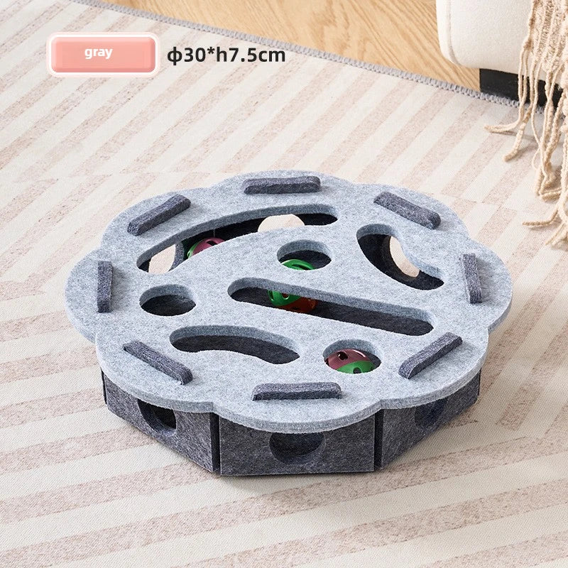 Cat Toy Felt Maze Box – Scatola Labirinto Interattiva in Feltro per Gatti, Gioco di Intelligenza con Fori "Dig Hole" e Palline con Campanello per Stimolazione Mentale del Gattino
