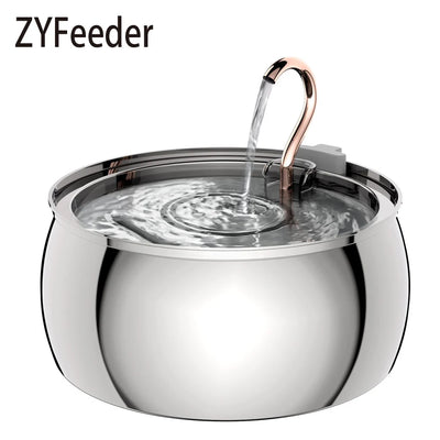 ZYFeeder Fontanella per Gatti e Cani 4L in Acciaio Inox 304 con Filtro e Indicatore Livello