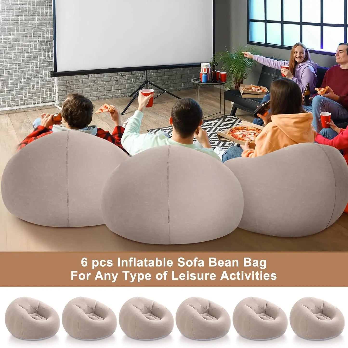 Poltrona Gonfiabile Bean Bag con Pompa Elettrica | Set 2-6 Pezzi - Partenopet