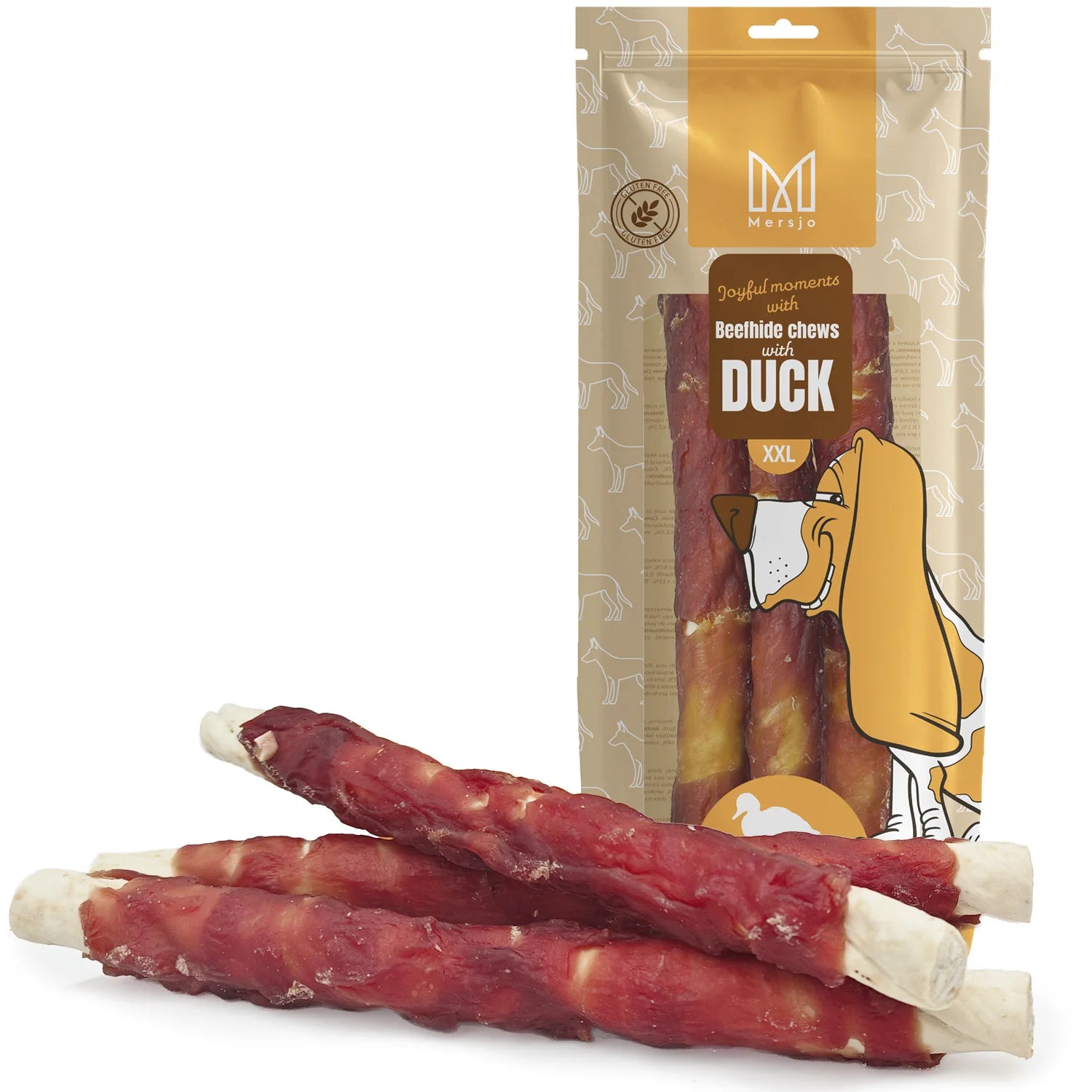 Masticativo XXL in Pelle Bovina con Petto d’Anatra MERSJO 240 g – 24-25 cm