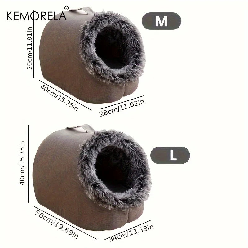 KEMORELA Cuccia Igloo Invernale per Gatti – Casetta Calda e Morbida in Peluche – Taglie M e L