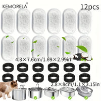 Filtri di Ricambio per Fontanella Gatti con Carbone Attivo e Spugne | Set Multiplo – 12PCS