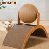 Sisal Rope Cat Scratching Ball – Gioco Tiragraffi a Palla per Gatti e Cuccioli in Corda di Sisal Naturale e Supporto in Legno (Salva-Mobili e Antistress)