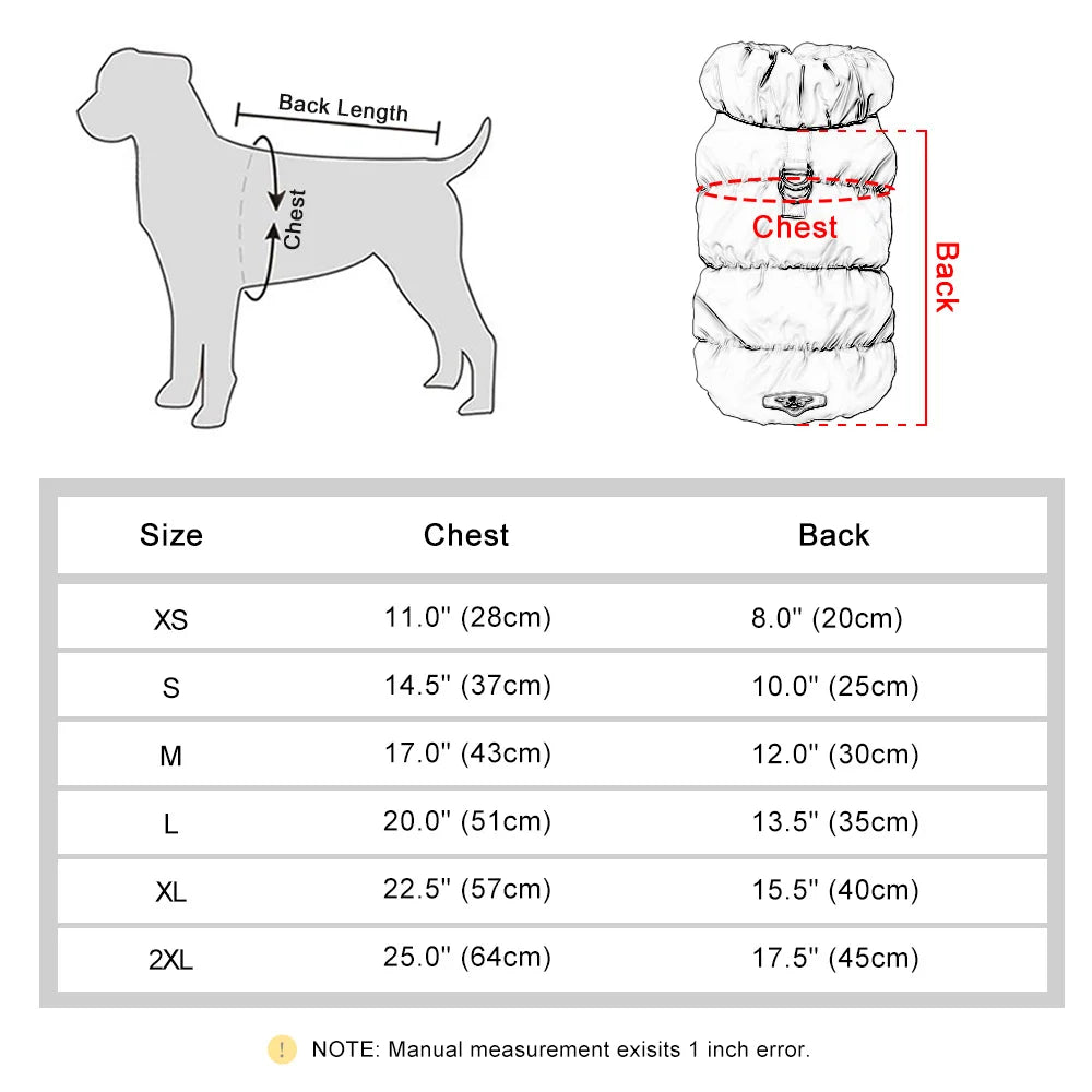 Giubbotto Imbottito per Cani – Gilet Invernale Caldo con Collo Alto – Taglie XS-2XL