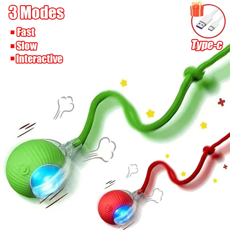 Pallina Interattiva Intelligente per Gatti – Gioco Elettrico Automatico Ricaricabile USB-C in Silicone e ABS con Effetto Coda e Movimento Antistacolo