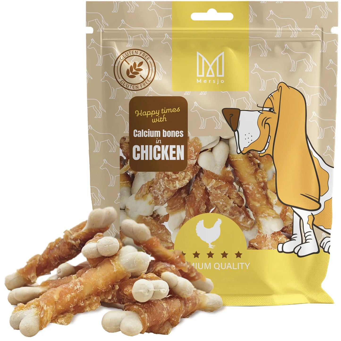 Snack per Cani al Pollo Mersjo 500 g – Cubetti Essiccati con 60% Pollo