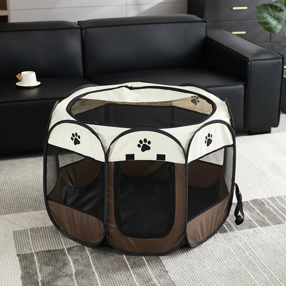 Recinto Pieghevole per Cani e Gatti | Box Ottagonale in Tessuto Oxford Traspirante e Portatile