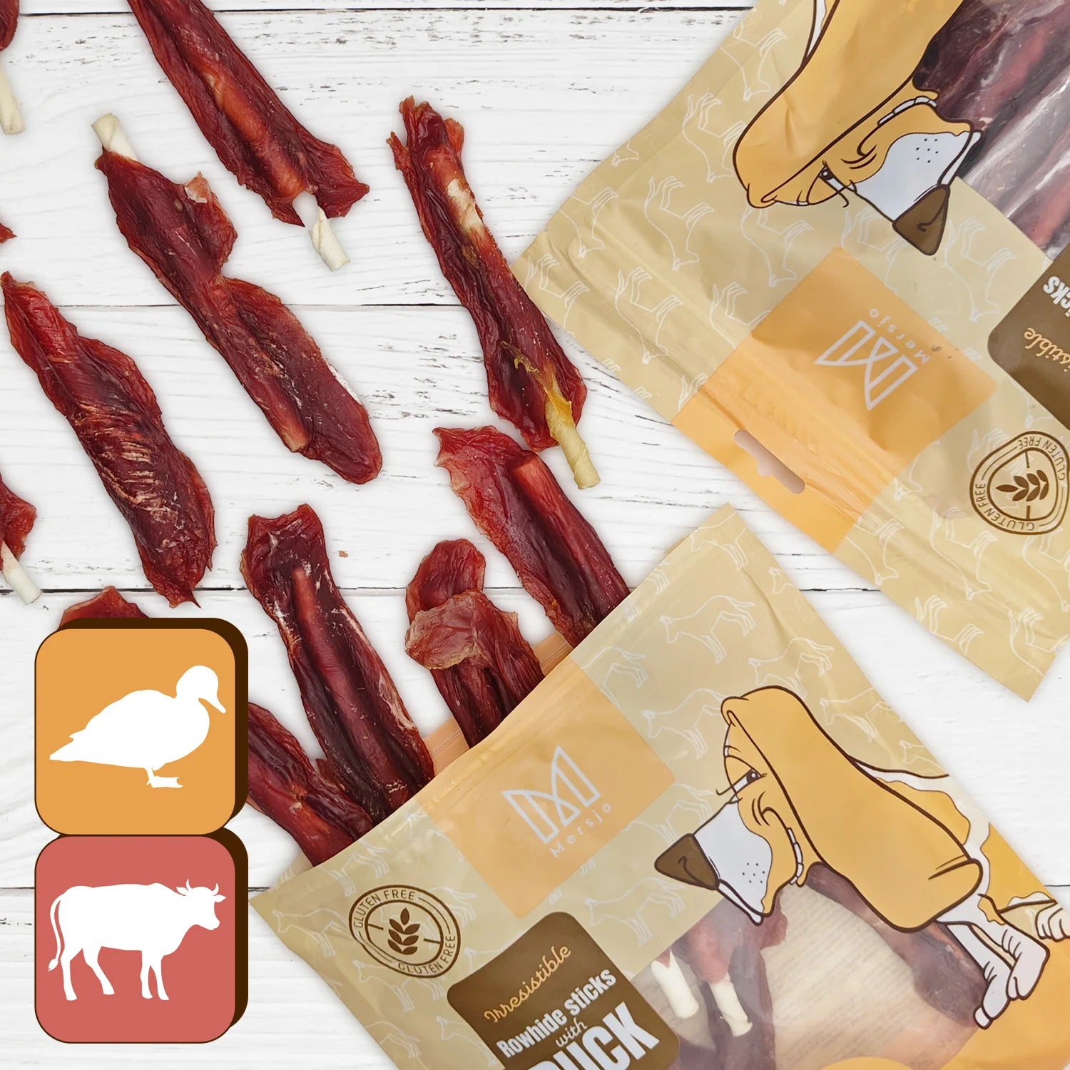 Bastoncini Masticativi per Cani con Anatra Mersjo 500 g – 61% Anatra